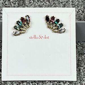 Stella Dot Multicolor Crystal Earrings Gold Tone Womens Jewelry Rhinestone